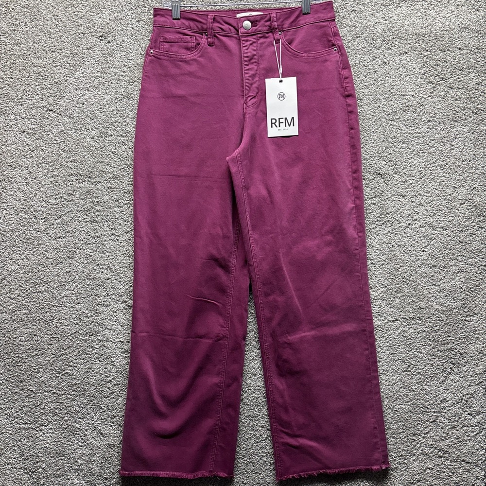 RFM Jeans Women' s 11 / 30  Wide Leg Distressed Street‎ Raw Hem Baggy Purple NWT